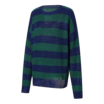 トップス LINKS CHECK KNIT PULLOVER Saodimallsu Womens Color Block Sweater Striped Chunky Knit